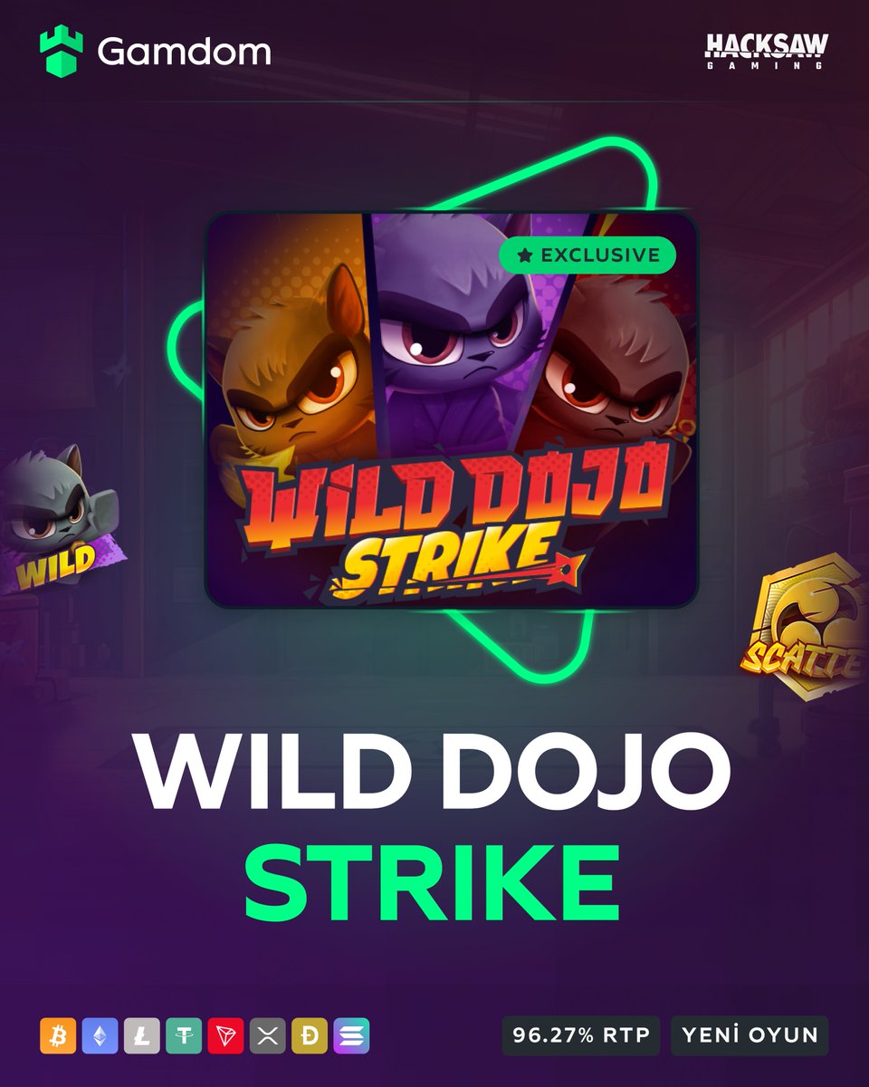 😺🗡️ Yeni Özel Oyun: Bullshark Games - Hacksaw Gaming'den Wild Dojo Strike! 🗡️😺

Şiddetli becerileriyle çarkları fırtınaya sokmaya hazır olan ninja kedileriyle tanışın! 🐾💨

Bu heyecan verici oyun, maksimum 12000x kazanma potansiyeliyle 30 Nisan'a kadar yalnızca Gamdom'da! 💰…