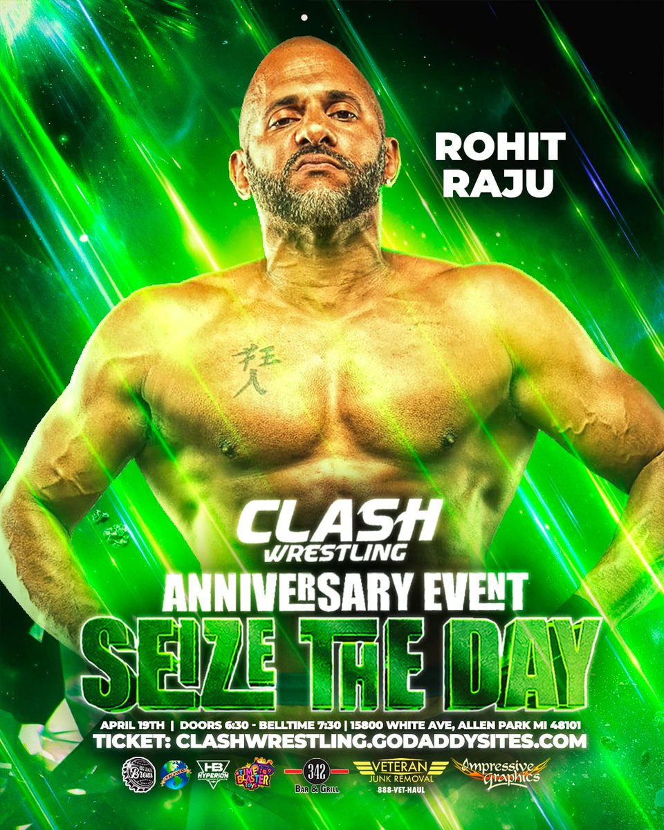 🚨 Talent Announcement 🚨 Don't miss Rohit Raju at CLASH Wrestling's #SEIZETHEDAY this Friday! Catch all the action live! 🤼‍♂️🔥 #Prowrestling #WrestlingCommunity #WrestlingLife #IndyWrestling #Wrestling #Detroit #Michigan