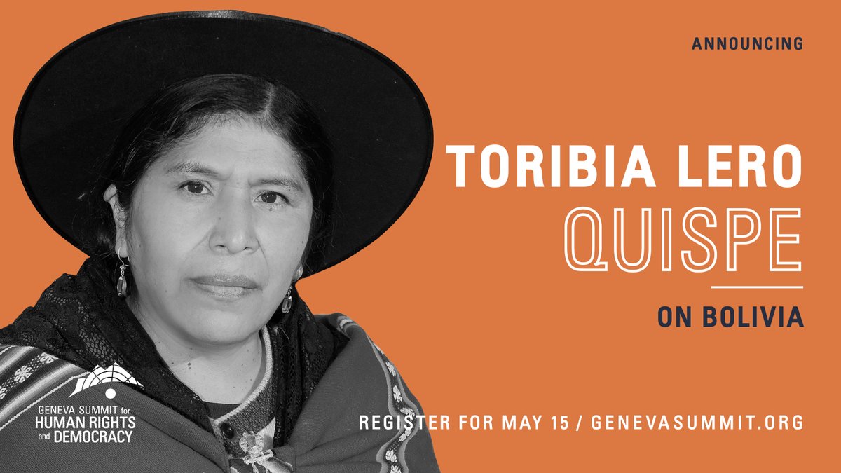 SPEAKER ANNOUNCEMENT: @LeroToribia, Indigenous rights and pro-democracy leader in #Bolivia who has overcome state-sanctioned violence and persecution, will speak at #GenevaSummit2024. Register now to join us on May 15th ➡️ rb.gy/4b1xav