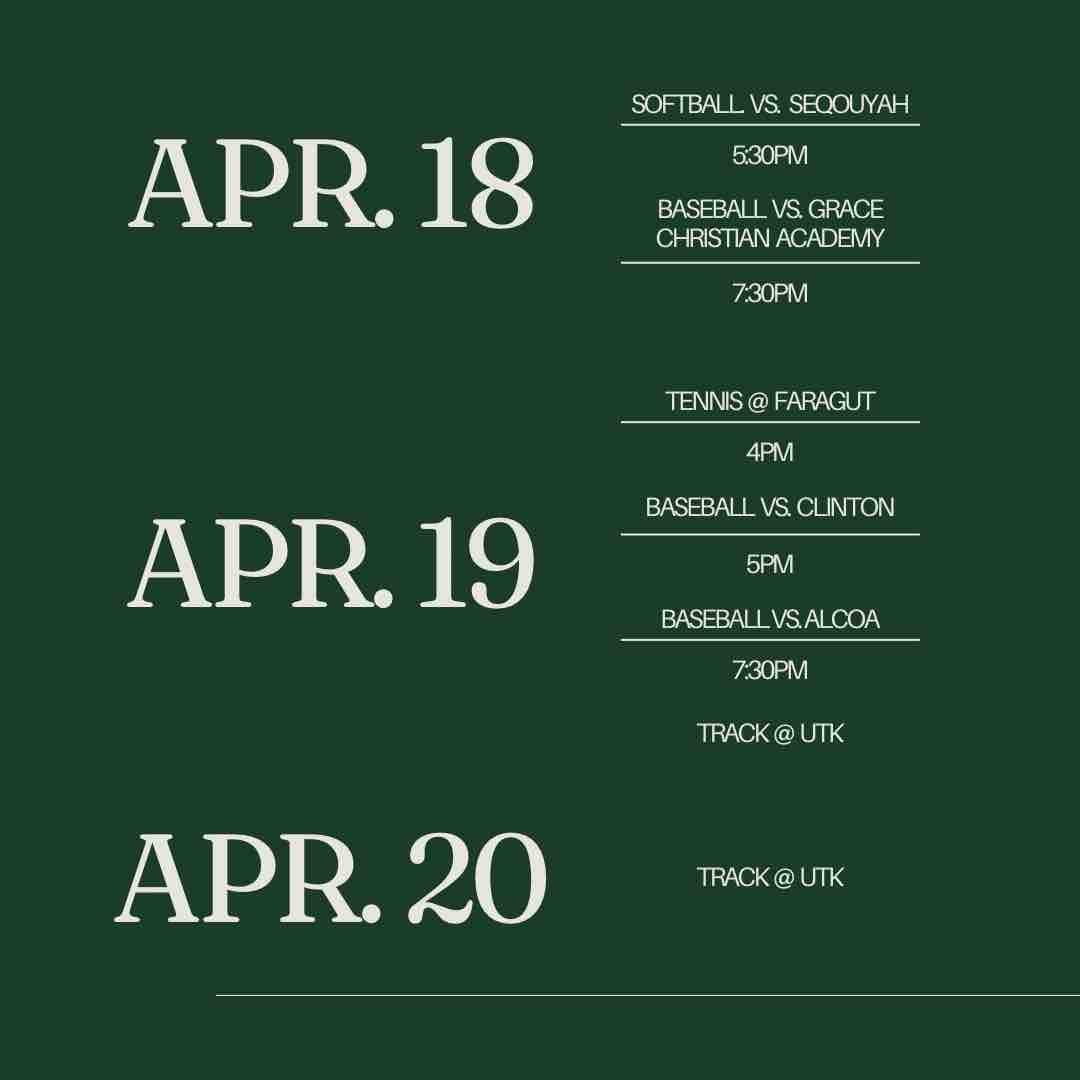 Here is the updated sport schedule for this week!🐾