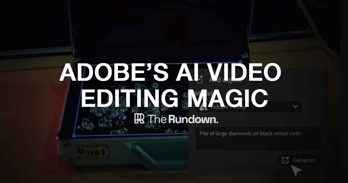 Top stories in AI today: -Adobe previews AI video features -Instagram tests AI-powered creator bots -Integrate the power of Claude in Google Sheets -Reka releases new Core AI model -5 new AI tools & 4 new AI jobs Read more: therundown.ai/p/adobes-ai-vi…