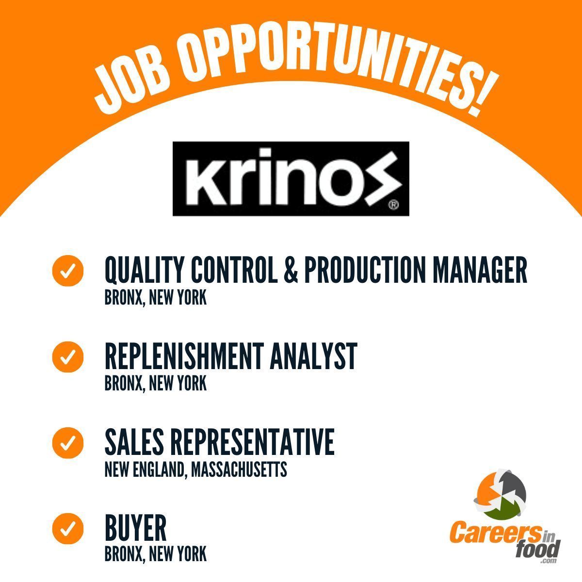 Explore job opportunities at Krinos Foods LLC!

Join as a Quality Control & Production Manager, Replenishment Analyst, Sales Representative, or a Buyer.

Apply now: careersinfood.com/krinos-foods-l… 

#JobOpportunites #QualityAssurance #SalesJobs #Jobs #Hiring #ApplyNow #FoodJobs