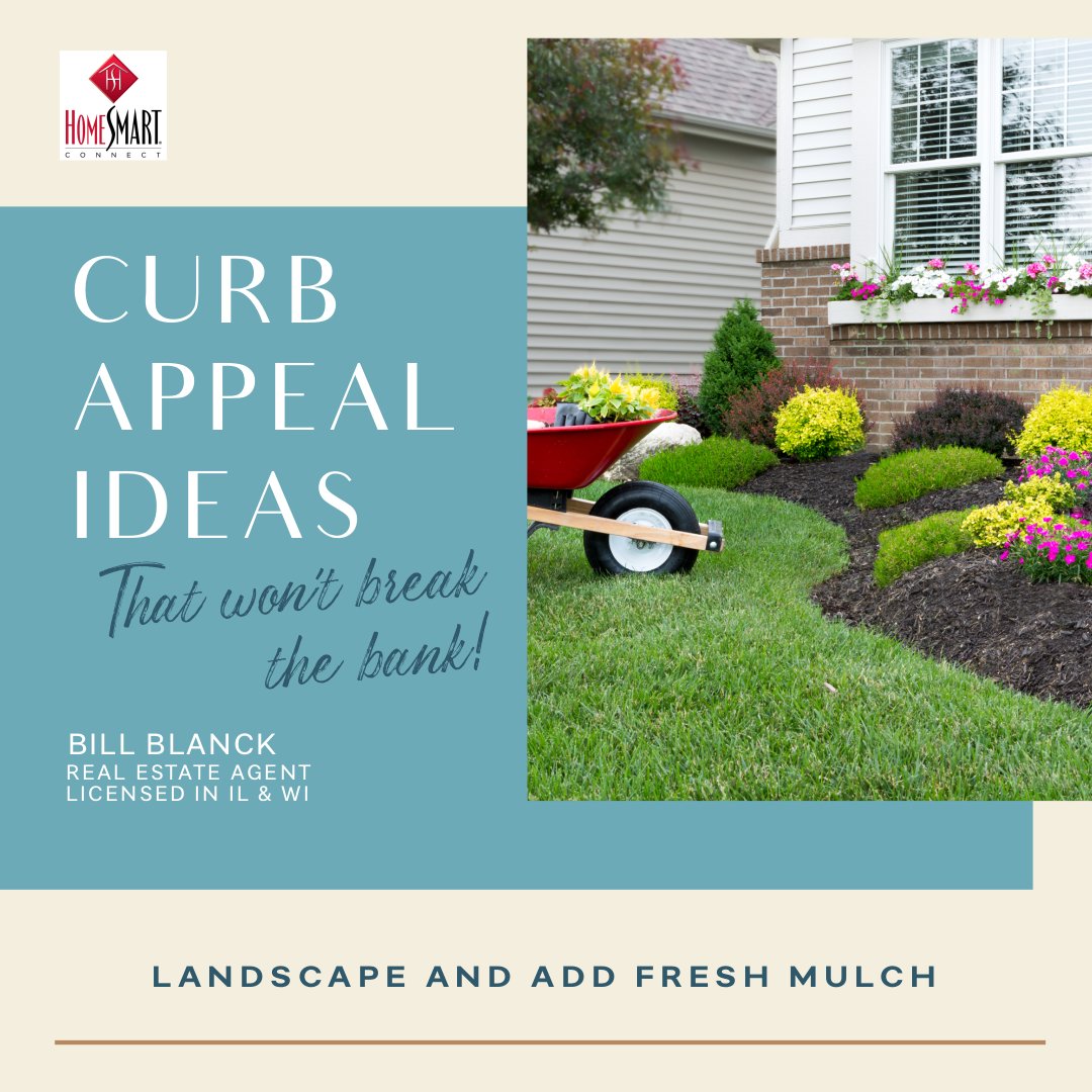 A common way to improve curb appeal is to freshen up your landscaping by adding fresh mulch. #curbappeal #realestate #hometips #BillBlanckHomes #HomeSmartConnect  #Realtor #DualLicensedinILandWI #Buy #Sell #Invest #Antioch #RealEstateAgent