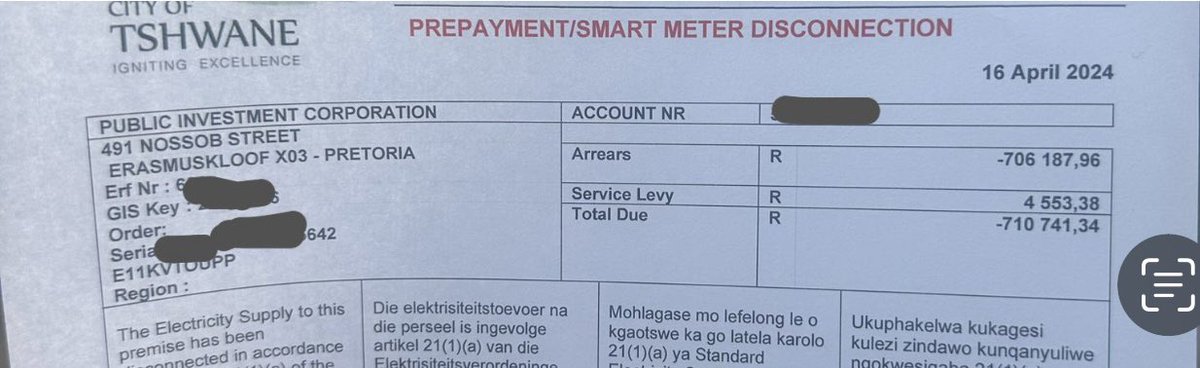 When you focus too much on the stock market and don’t your bills. Public Investment Corporation disconnected for non payment. #TshwaneYaTima