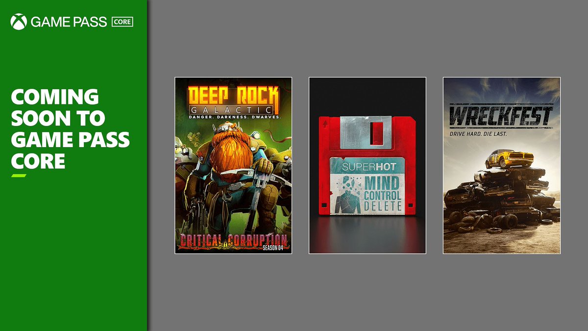 Coming to Xbox Game Pass: - Harold Halibut - Orcs Must Die! 3 - NHL 24 - Eiyuden Chronicle: Hundred Heroes - Another Crab’s Treasure - Manor Lords - Have A Nice Death Coming to Xbox Game Pass Core: - Deep Rock Galactic - Superhot: Mind Control Delete - Wreckfest