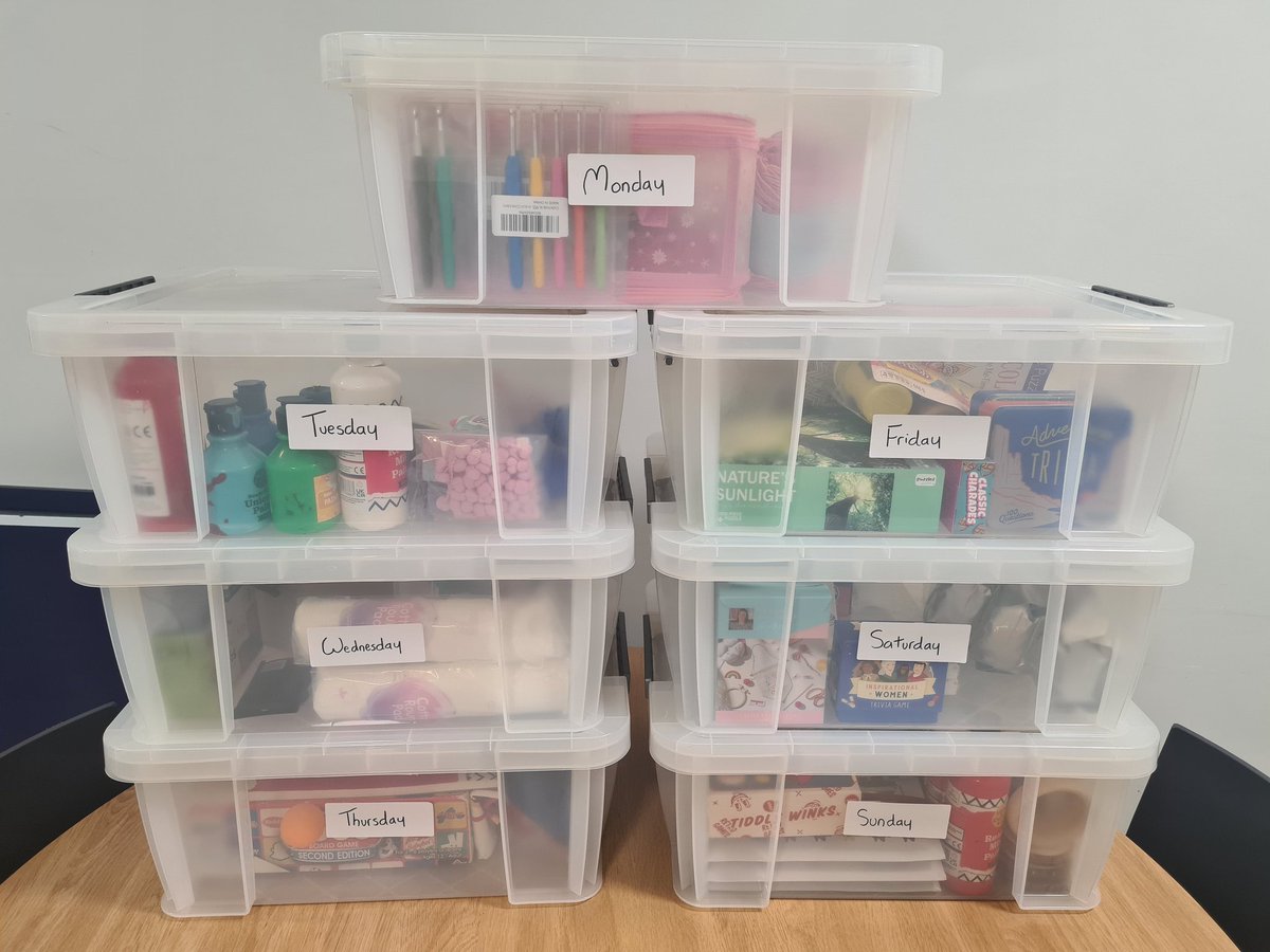 Mental Health is not only Mon-Fri so why should patient activities be?
Here on Duxbury Ward we have a box of activities for every single day of the week for our patients and team to dive into!
<a href="/WeAreLSCFT/">Lancashire & South Cumbria NHS Foundation Trust</a> #NHS