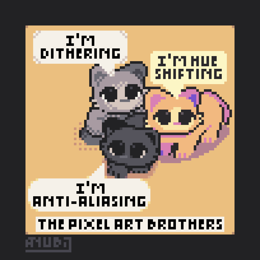 the pixel art brothers legends say that if you pet them all at the same time, you become the pixel art master!