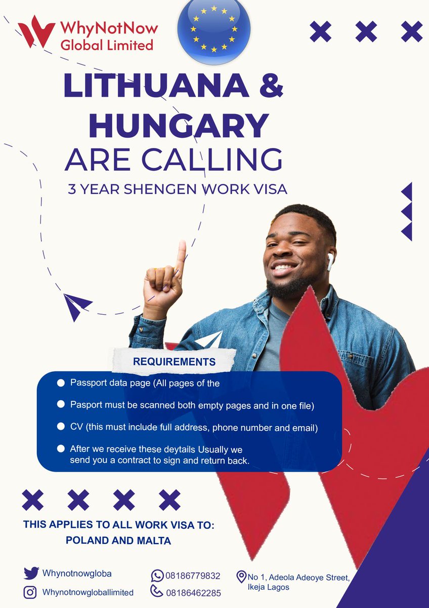 Lithuania and Hungary are calling...

3 years Shengen work visa.

Contact us using any of our contacts informations to get started.

#lithuania🇱🇹 #hungary #shengen #shengenworkvisa #shengenvisa #workvisa