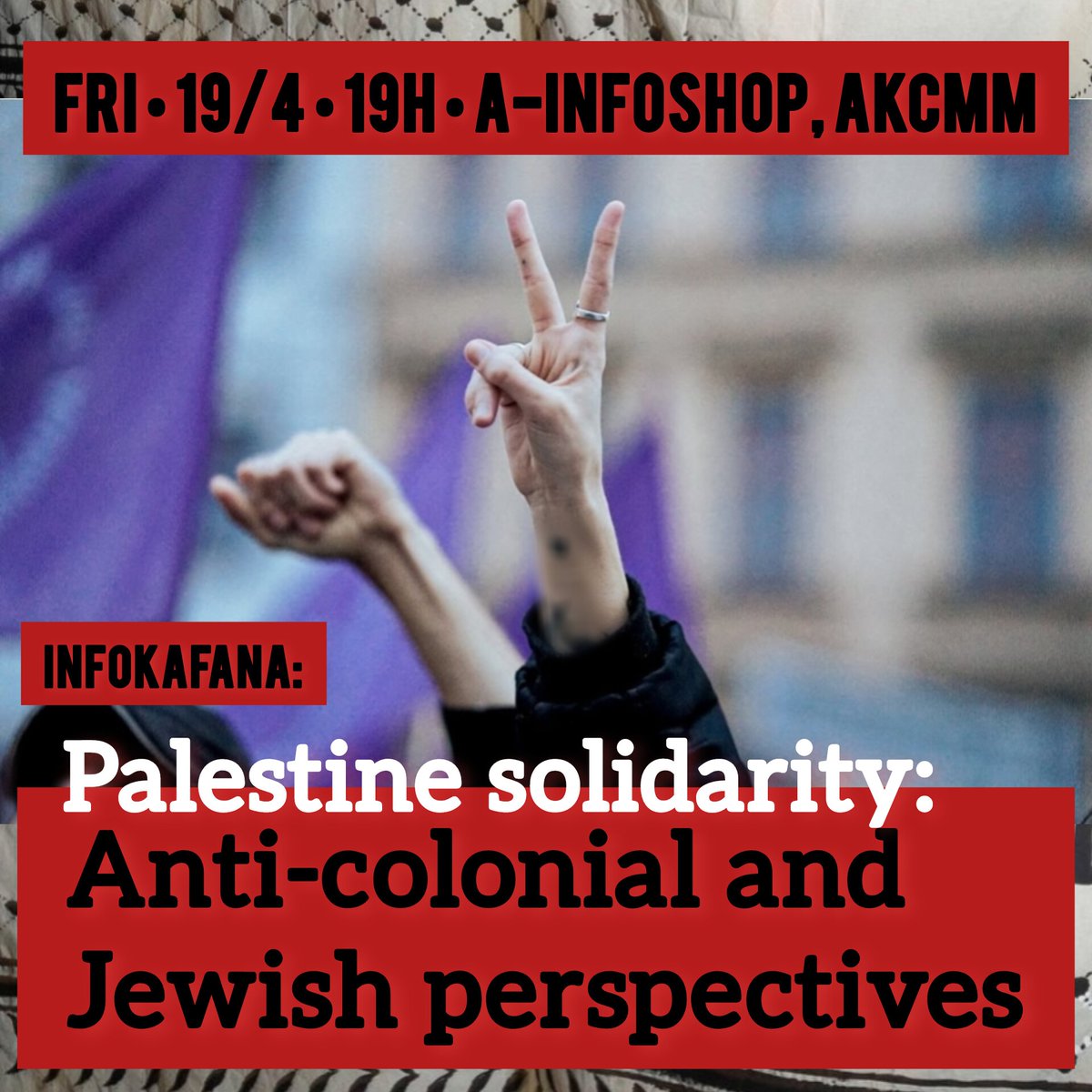 This week we are hosting a discussion with an old comrade, jewish dissident and co-founder of Anarchists against the Wall from Palestine. With her we are to adress Palestine solidarity from anti-colonial and Jewish perspective. facebook.com/events/2827622…