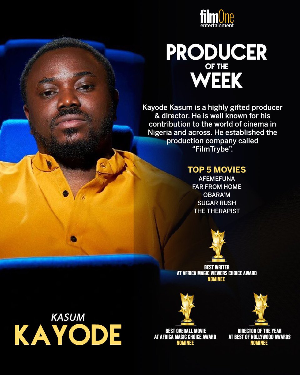 Kayode Kasum has committed to preserving cultures through beautiful films and has continuously blown our minds film after film 🔥🔥🔥 • He has produced/ directed 36 movies and counting 💪🏽💪🏽 • It’s always a delightful pleasure to see every masterpiece he cooks ✨ • #FilmOne