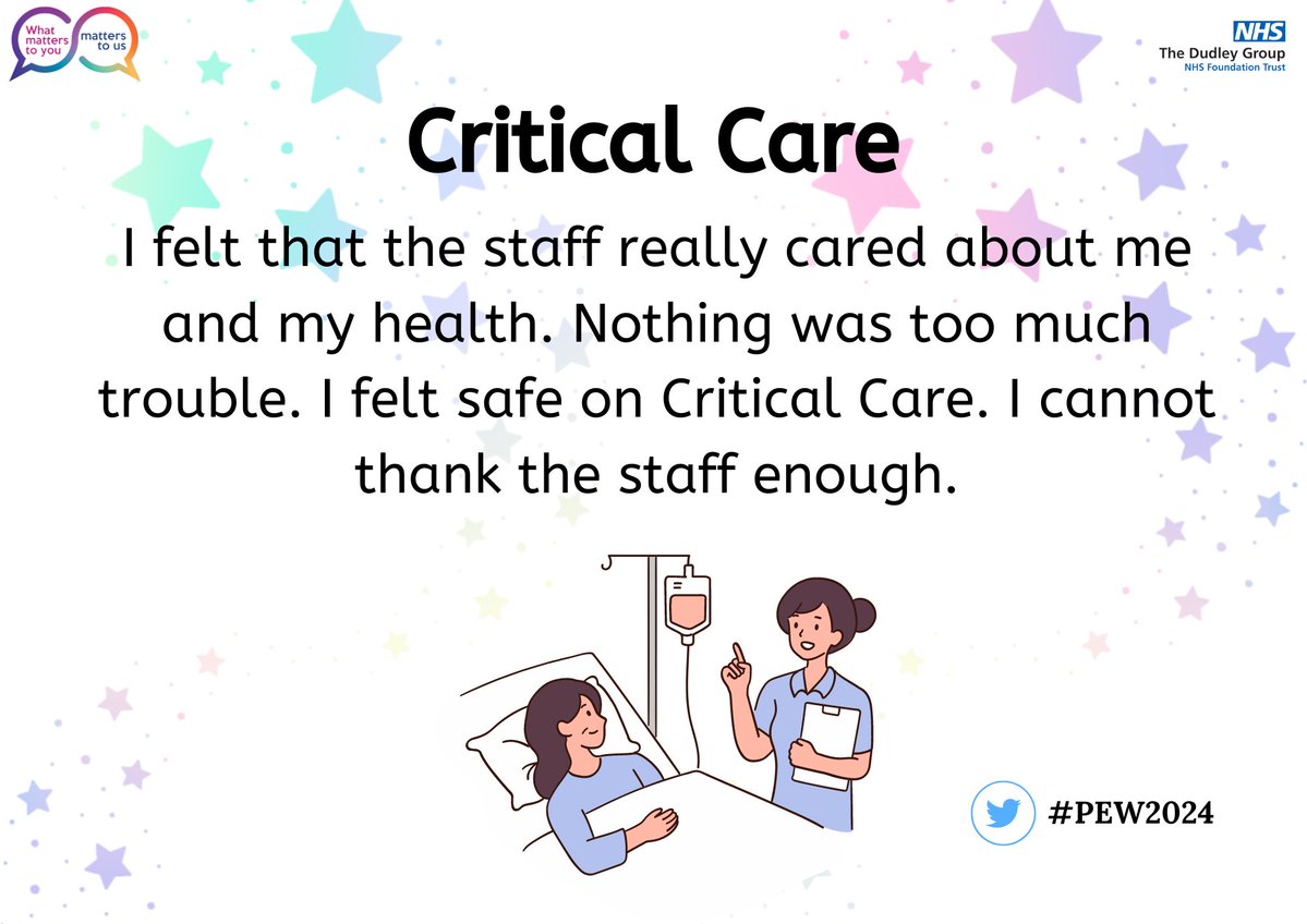 #PEW2024 Amazing feedback for Critical Care! kind words from a patient who felt safe and cared for. @jillfaulkner65 @DudleyGroupCEO @MataMorris_SK @DudleyGroupNHS