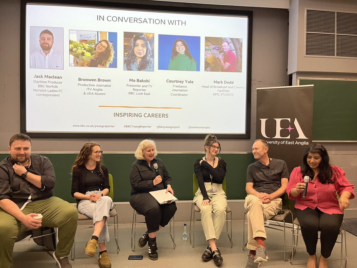 UEA Journalism (@uea_journalism) on Twitter photo It’s time for our careers panel at <a href="/BBCYoungReport/">BBC Young Reporter</a> Day at <a href="/uniofeastanglia/">UEA</a>. Thank you to <a href="/MacleanJack/">Jack Maclean</a> <a href="/bronwen_brown1/">Bronwen Brown</a> <a href="/mo_bakshi/">Mousumi Bakshi 📣</a> Mark Dodd and Courtney Yule for giving us your tips of how to get into media and journalism. It’s time for our careers panel at <a href="/BBCYoungReport/">BBC Young Reporter</a> Day at <a href="/uniofeastanglia/">UEA</a>. Thank you to <a href="/MacleanJack/">Jack Maclean</a> <a href="/bronwen_brown1/">Bronwen Brown</a> <a href="/mo_bakshi/">Mousumi Bakshi 📣</a> Mark Dodd and Courtney Yule for giving us your tips of how to get into media and journalism.