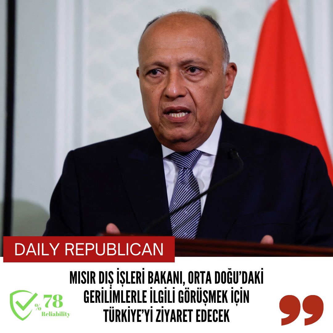 📰Mısır Dış İşleri Bakanı, Orta Doğu’daki Gerilimlerle İlgili Görüşmek İçin Türkiye’yi Ziyaret Edecek.
🔗Daha fazla bilgi için oigetit.com/advanced-searc… adresini ziyaret edin.

#Oigetit #fakenewsfilter #Turkey #Egypt #MiddleEast #MiddleEastTensions #News #Mısır #Ortadoğu #Türkiye