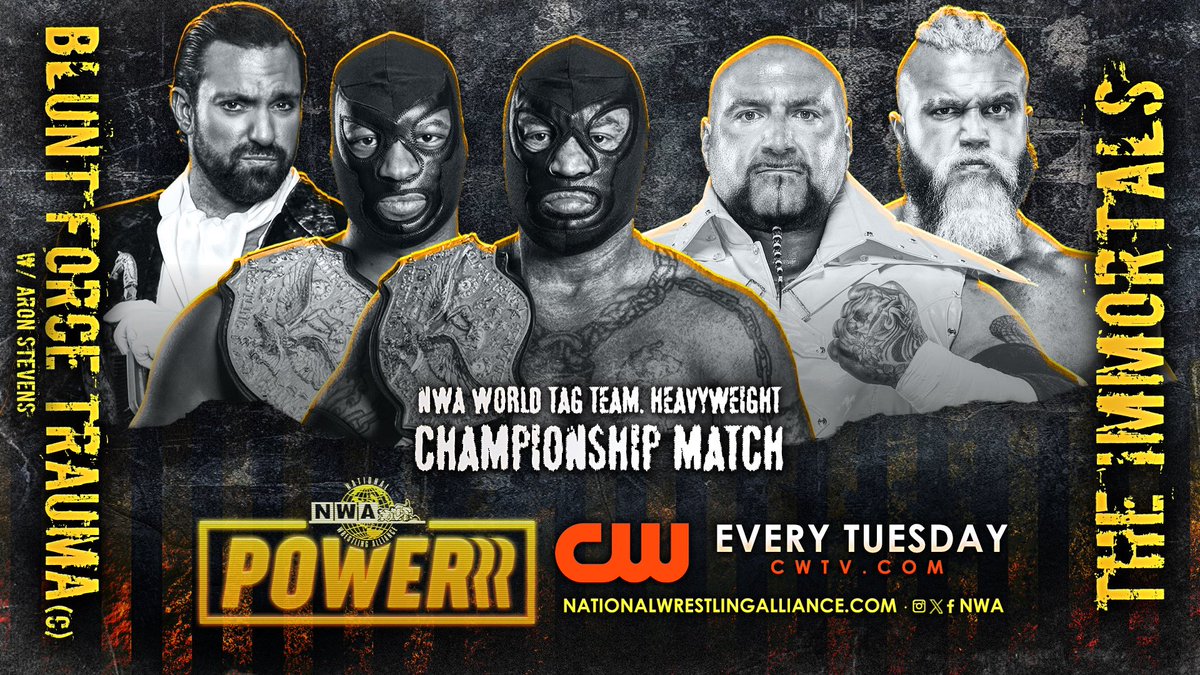 🏆 NWA WORLD TAG TEAM TITLES 🏆 ⚡️ #THEIMMORTALS vs #BFT 👁️ Witness todays’s episode of #NWAPowerrr on the CW APP FREE