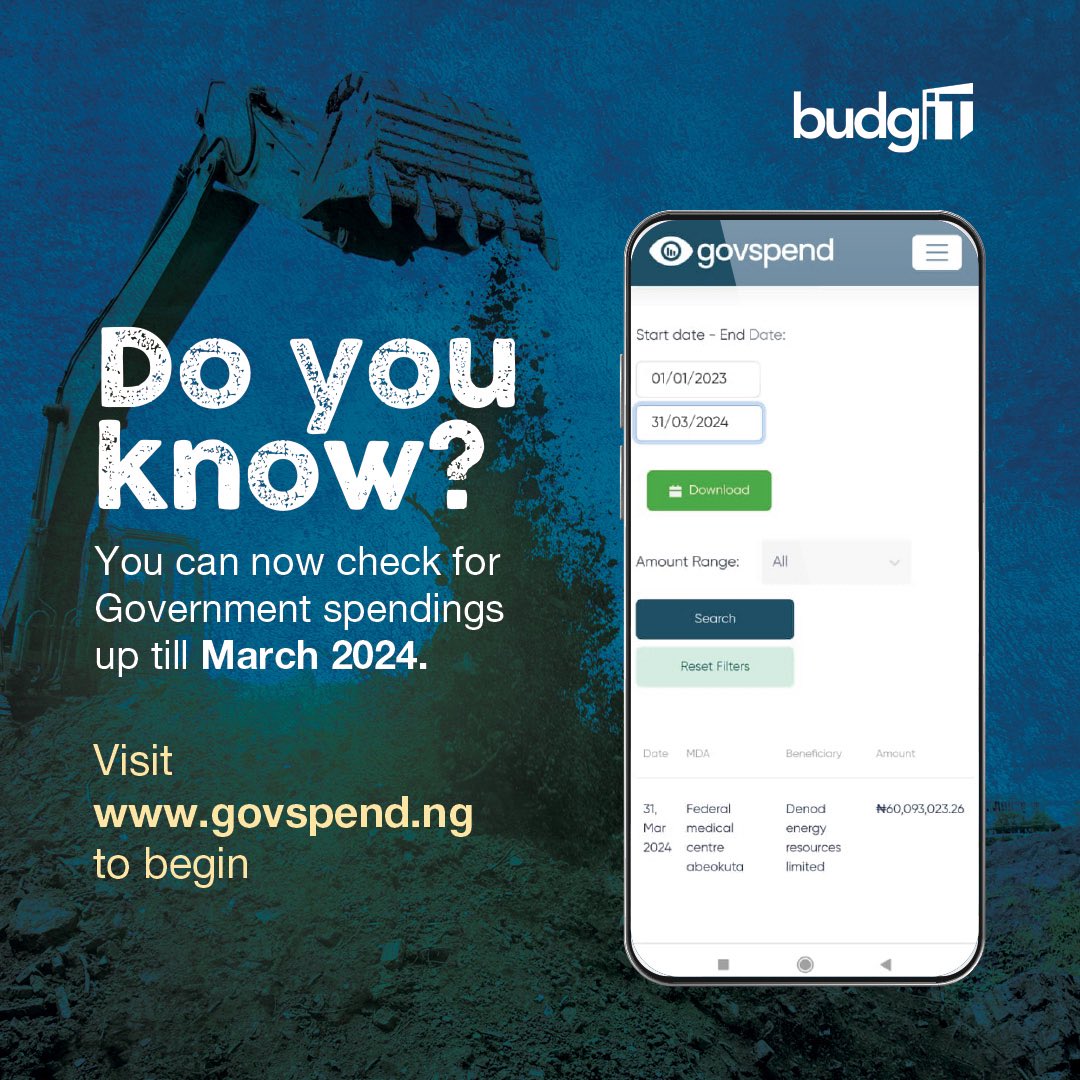 Dear #ActiveCitizen, you can now check government disbursement for projects in your community up till March 2024.

Visit govspend.ng to take action!