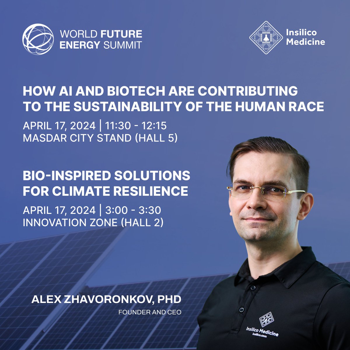 Announcing Generative AI for Sustainability. Insilico founder & CEO @biogerontology will be making a number of stops in the #MENA region to discuss how #biotech and generative #AI are driving solutions to #climatechange, including at the @WFES. #WFES2024 eurekalert.org/news-releases/…