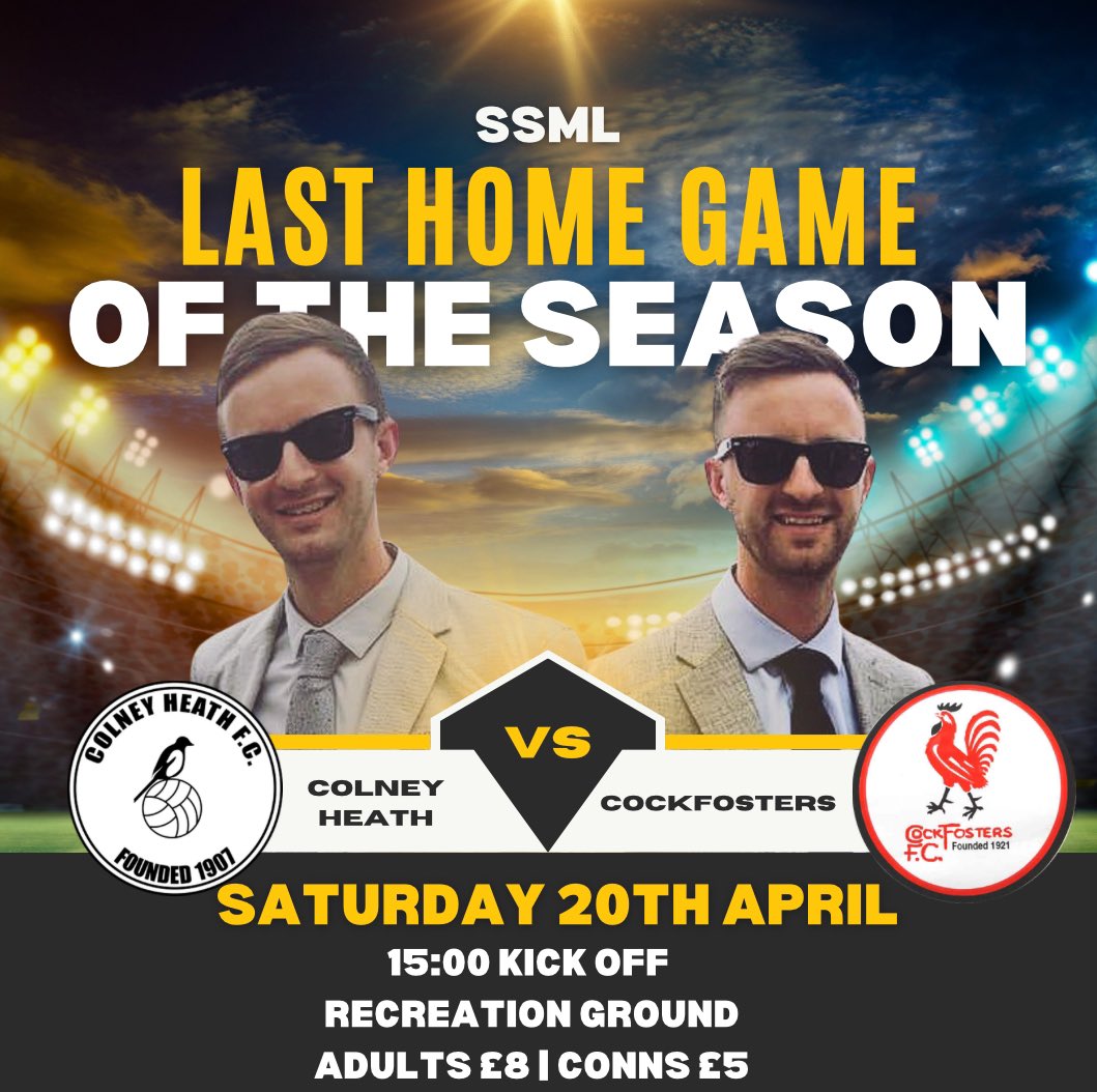 LAST HOME GAME OF THE SEASON - BATTLE OF THE BURNS! This Saturday, it’s the last home game of the 2023/24 season as welcome @CockfostersFC to the Recreation Ground! Not only is it the last home game of the season, it’s the battle of the twins! Assistant Manager, @TTBurnsy_…