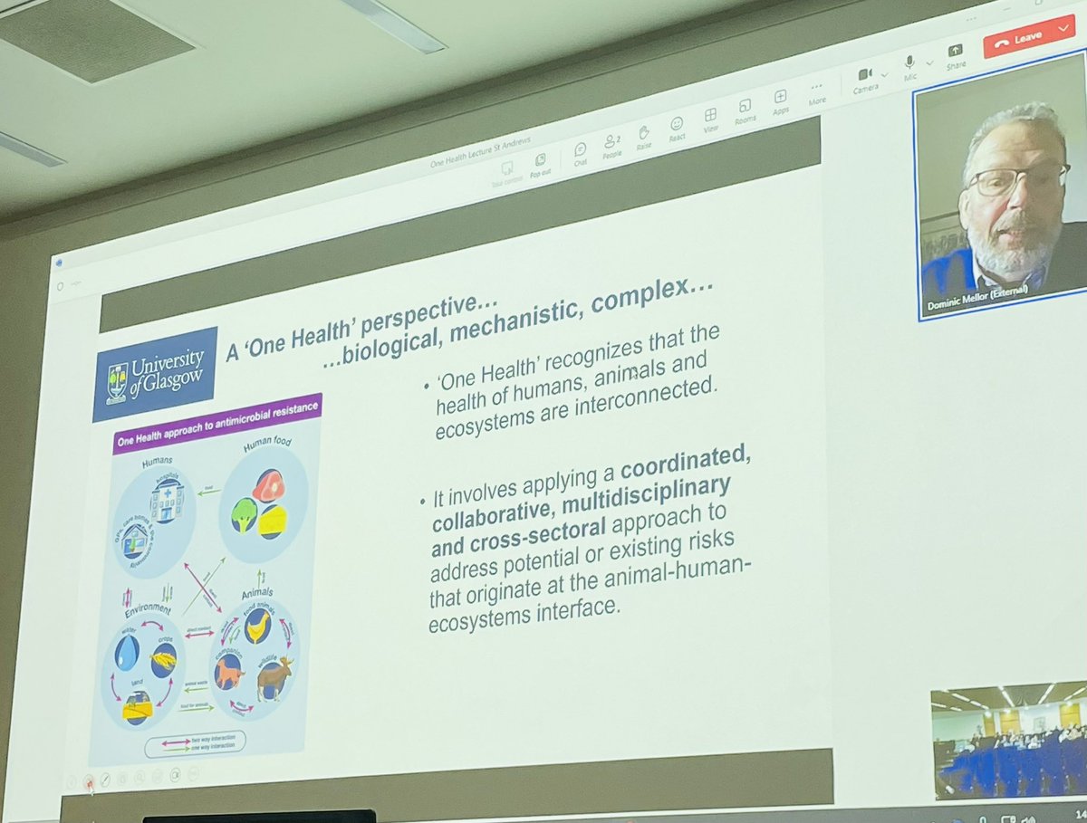 Dominic Mellor @P_H_S_Official highlights the importance of #onehealth & how human behaviour & choices drive these ecosystems They are interconnected biologically & mechanistically whilst being complex ! Therefore imperative we take a whole systems approach to improve outcomes