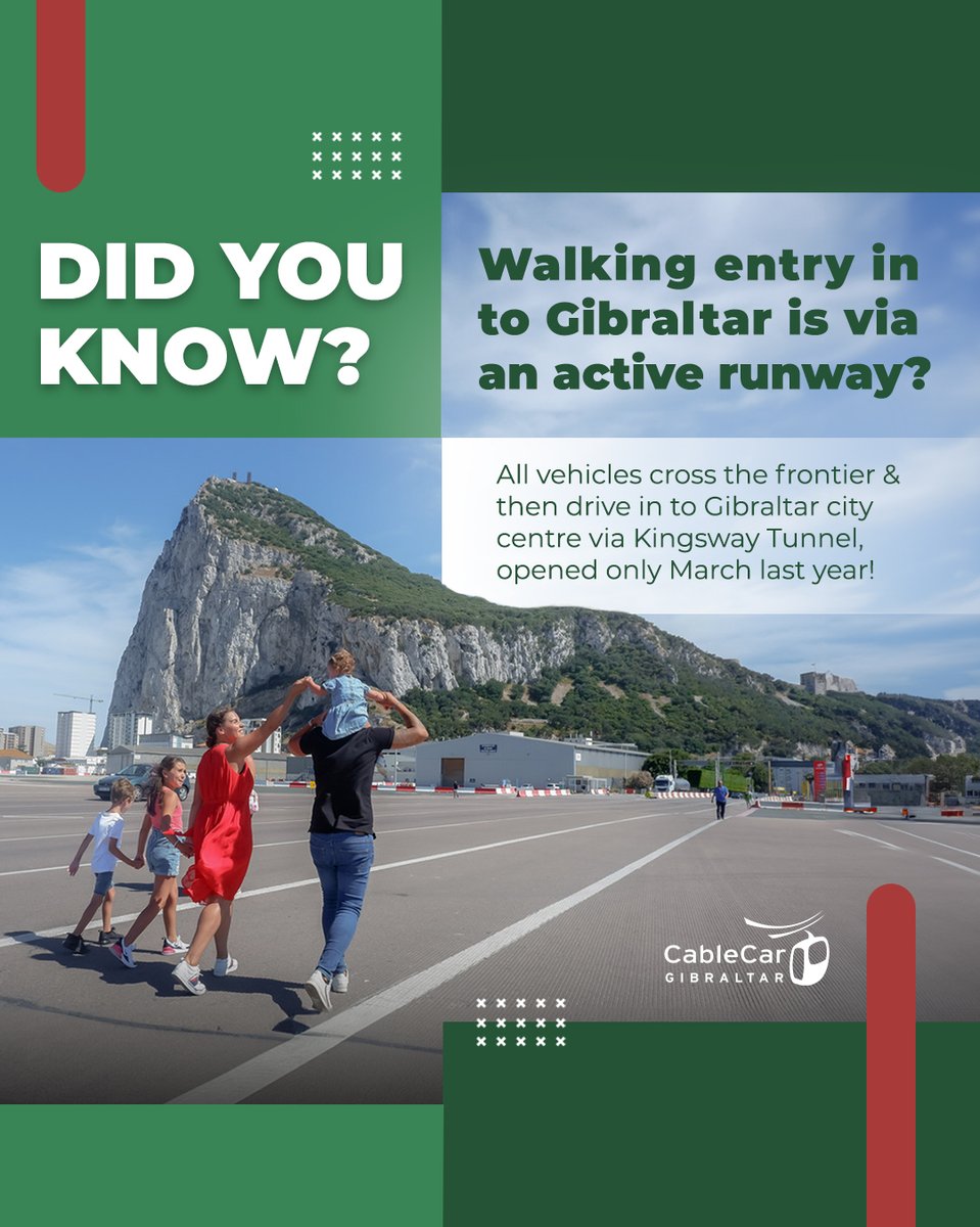 Did you know that prior to March 2023 the runway was open to both vehicles and pedestrians? Today only pedestrians and bicycles/scooters are permitted to cross the runway with all vehicles redirected via Kingsway tunnel. #Gibraltar #GibraltarToday