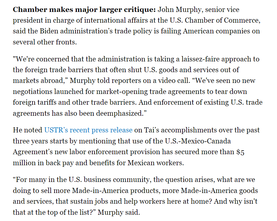 .@JGodiasMurphy called on USTR to be more proactive in helping American companies export. “What are we doing to sell more Made-in-America products, more Made-in-America goods and services, that sustain jobs and help workers here at home? And why isn't that at the top of the list…