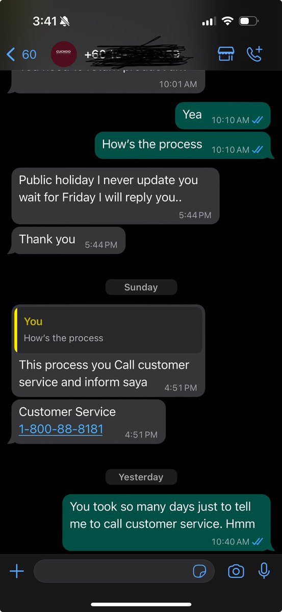 Nithi_Perumal's tweet image. Excellent’ service from agent of Cuckoo!  @Official_CUCKOO  #substandard
We need to stop using these kind of service perhaps. #cuckoo #malaysiaconsumer
#funny #CustomerServiceFail