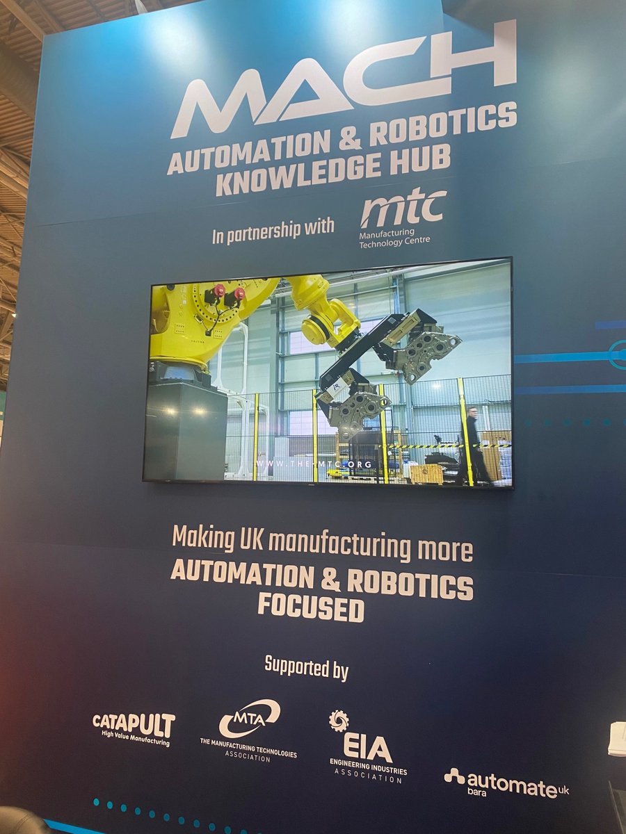 MACHexhibition's tweet photo. The Automation and Robotics Knowledge Hub at #MACH2024, , in partnership with @the_MTC_org,  showcases how easily technology can be adopted into existing manufacturing operations.

Visit the hub today today to find out more. https://t.co/rfnFLCyXC1