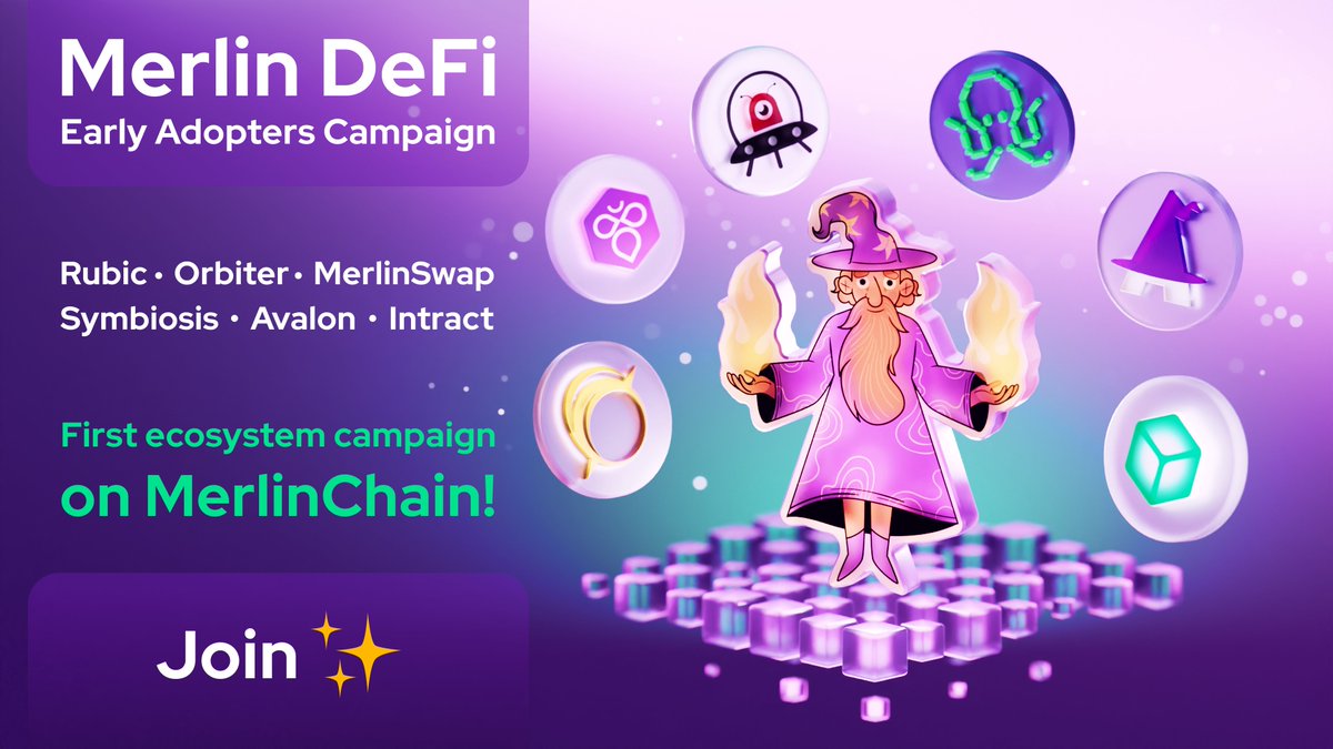 Join @MerlinLayer2's Early Adopter @IntractCampaign Quest starting April 16th! Unlock Merlin's potential with Rubic, @symbiosis_fi, @avalonfinance_, @MerlinSwap & @Orbiter_Finance. Complete Rubic's & partner quests, earn NFTs & unlock potential airdrops! intract.io/events/661e6c3…