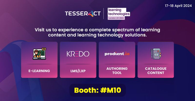 Explore the full spectrum of Tesseract Learning's digital learning solutions designed to meet your specific organization and learner needs.

Visit Tesseract Learning’s Stand #M10 at the @LearnTechUK  Exhibition & Conference 2024 to talk to our team.

#lt24uk #learningtechnologies
