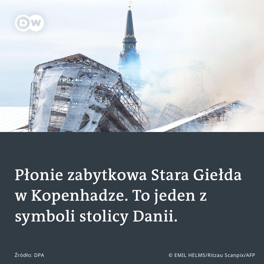 Siedemnastowieczny gmach Starej Giełdy to jeden z najstarszych i najbardziej charakterystycznych budynków w Kopenhadze. Strażacy wciąż walczą z ogniem. #Kopenhaga #Dania #Giełda