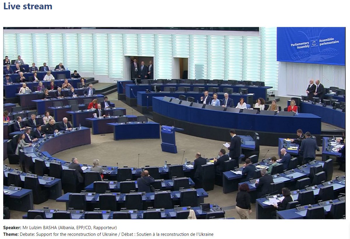 ❗️ Прямо зараз у Парламентській асамблеї Ради Європи #PACEspring2024 @PACE_News розпочалися дебати щодо підтримки відбудови України за участі Голови Верховної Ради України Руслана Стефанчука 🇺🇦 Трансляція наживо: pace.coe.int/en/sessions/li…