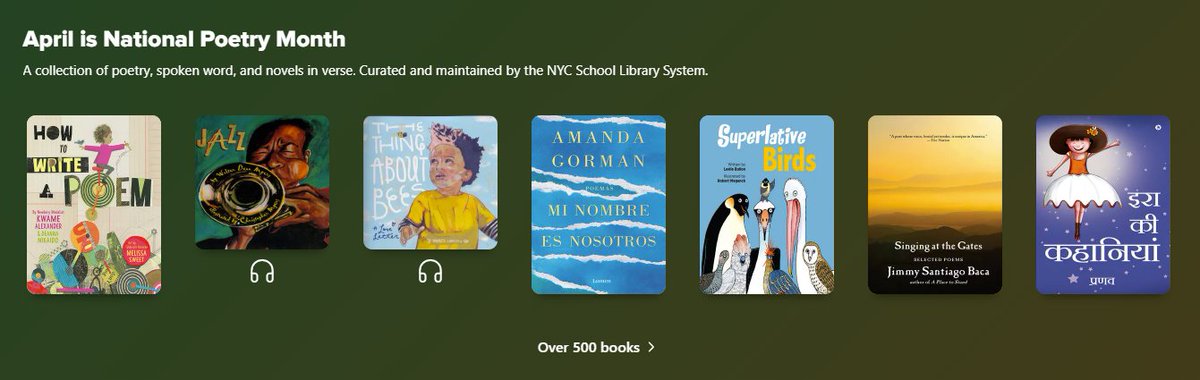 Are you ready for #PoemInYourPocketDay? @NYCSchools can borrow a book of poetry from the Citywide Digital Library on @Sorareadingapp.