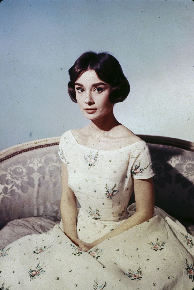 audrey hepburn wearing givenchy in a promotional photo for ‘love in the afternoon’ (1957)