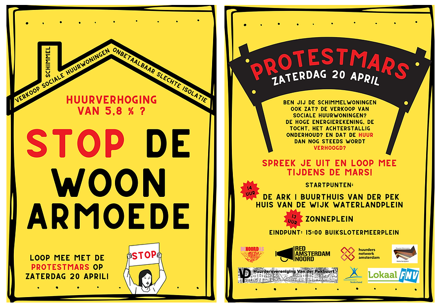 #HNA steunt #AmsterdamNoord! Stop de #woonarmoede en loop mee op 20 april in de prostestmars van Zonneplein naar Buikslotermeerplein!