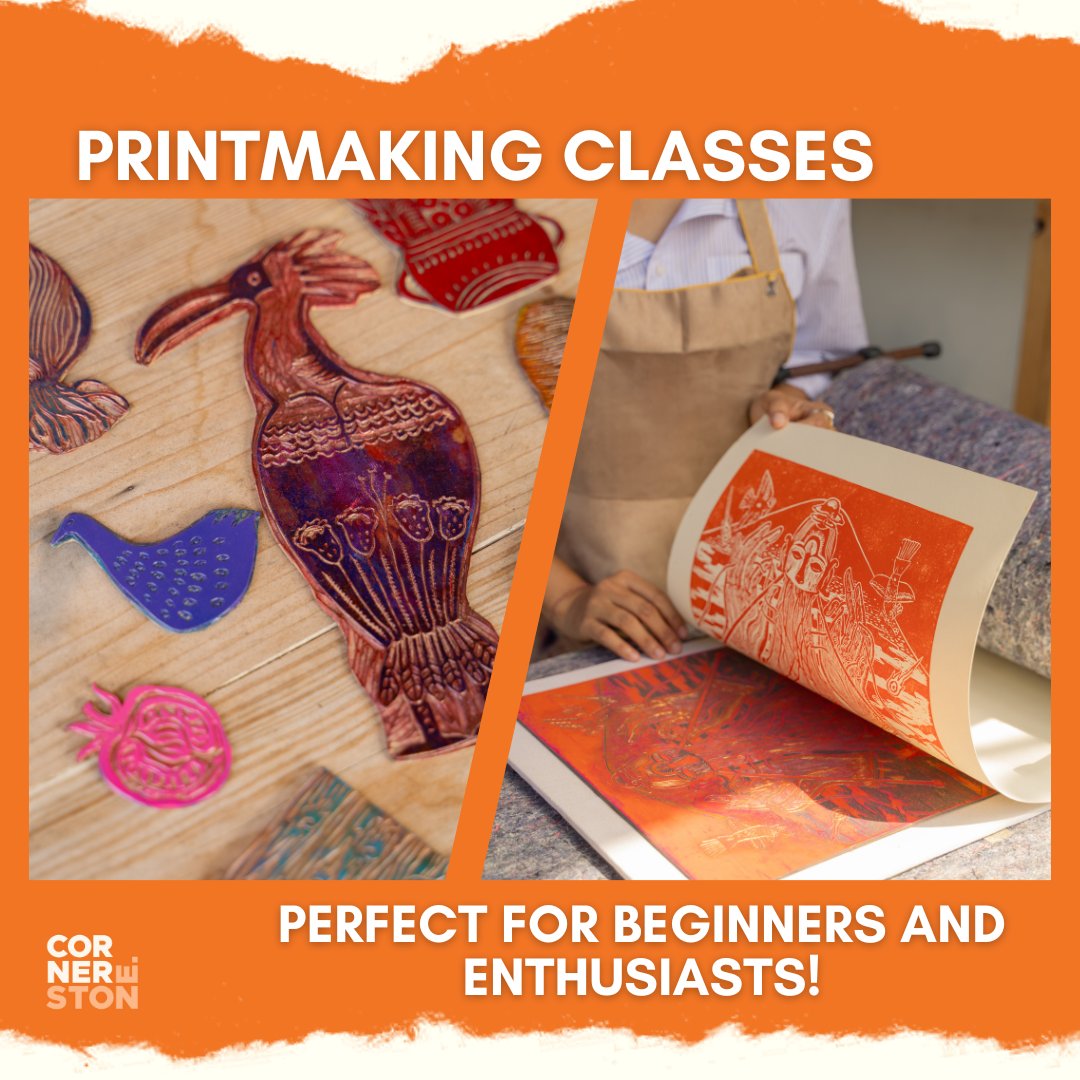 Unleash your creativity with our Printmaking classes Mon 22 Apr to 1 Jul at 6.30pm! Perfect for beginners and enthusiasts, learn techniques like collagraph and linocut. All materials provided! Book now or try a free taster session! #Printmaking #ArtClass cornerstone-arts.org/classes-worksh…