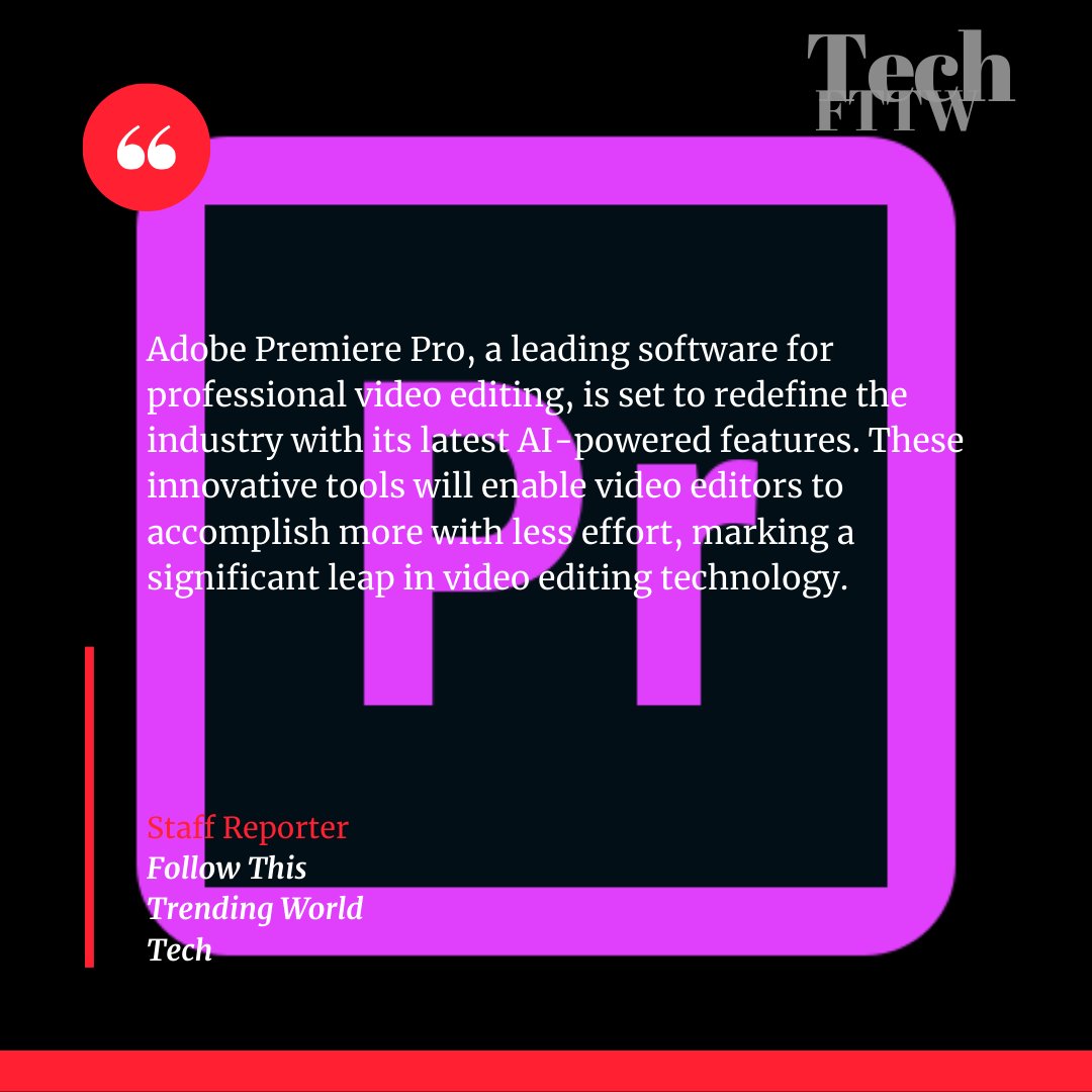 Adobe Premiere Pro to Revolutionize Video Editing with New AI Tools
followthistrendingworld.com/post/adobe-pre…
#adobe #adobepremierepro #ArtificialIntelligence