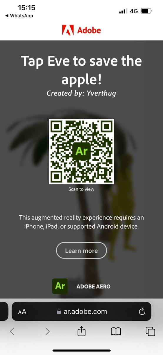 Yverdonsopro's tweet photo. Save/Screenshot to open augmented reality with adobe aero!
(Don’t need to download app!)

#ar #leaked #exposed https://t.co/4UQ5BBfXcL