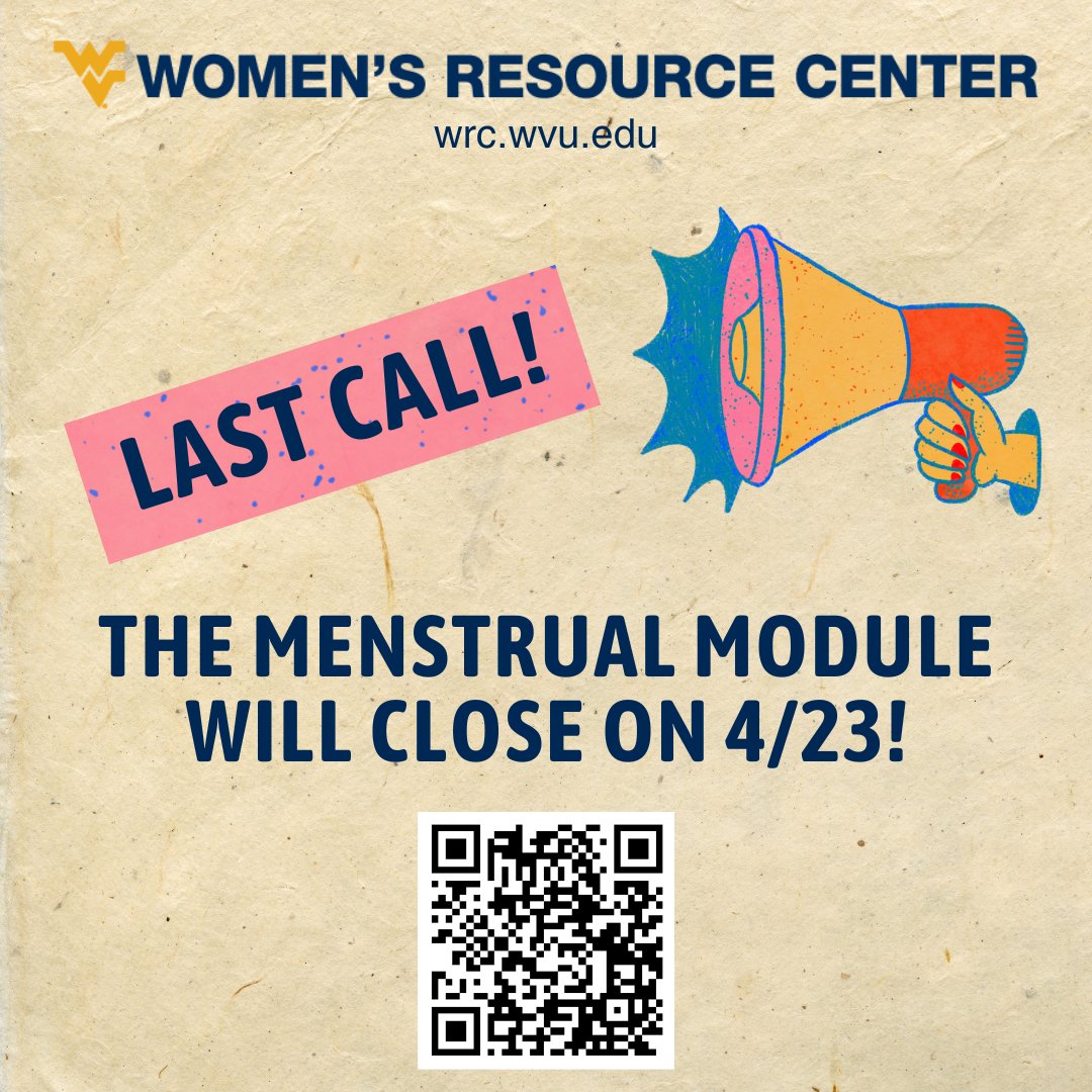 Attention, Mountaineers!

You only have one more week to complete the menstrual module and redeem your free cup! Take the module by scanning the QR code, or meet us in the Mountainlair for our LAST menstrual cup tabling event on 4/25 from 12-2!