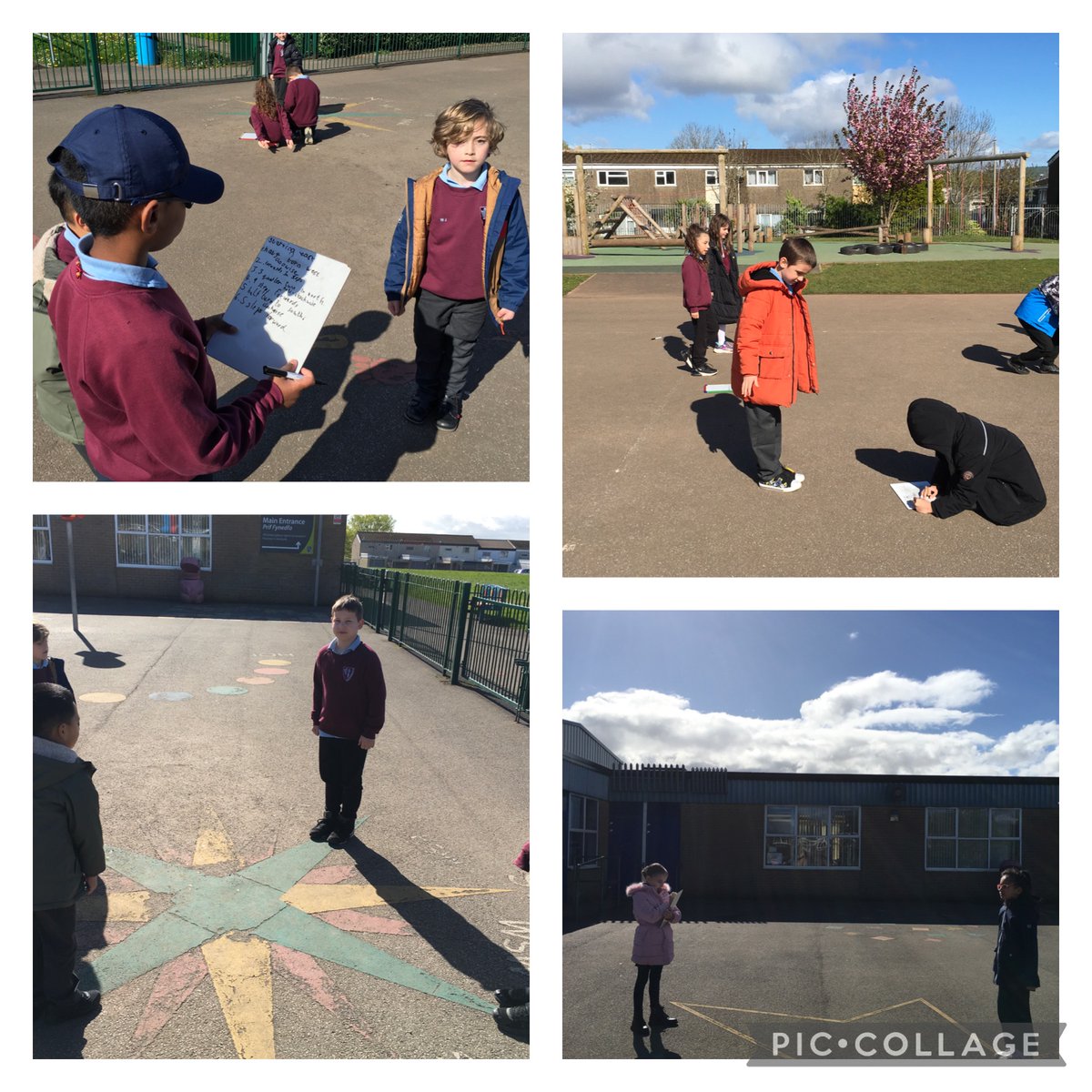Stphilipevanspr's tweet photo. #SPEBl3 have been learning about turns and angles in Maths this morning and have been writing directions for their partners #SPEOutdoorLearning #SPEMaths https://t.co/YjMIaIyp9U