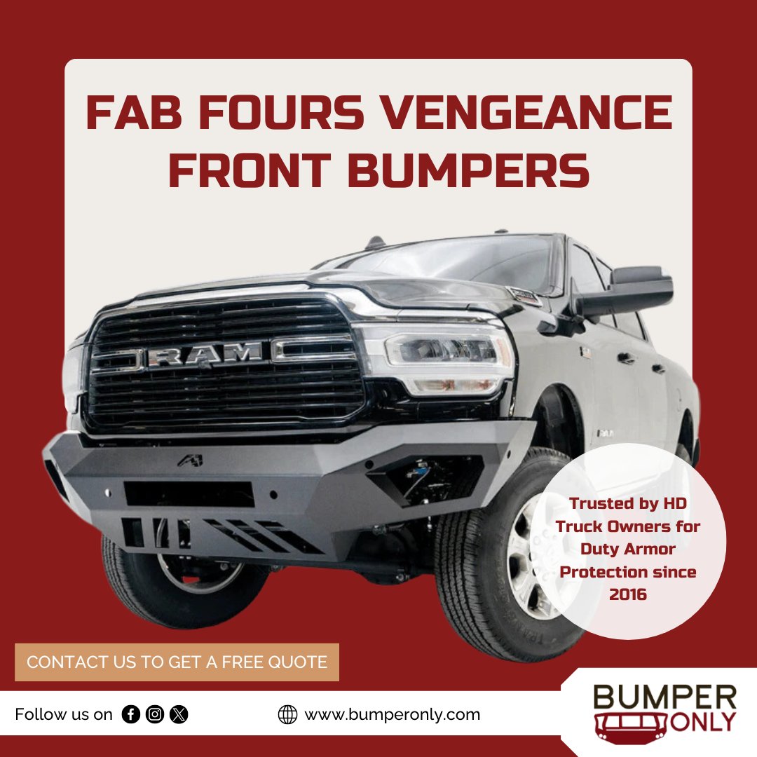 Transform your truck's appearance and performance with the Fab Fours Vengeance Front Bumper!💥
Crafted from 11-gauge US-grade steel and protected by a 2 Stage Black Powder Coat.
►Contact us to get a free quote - tinyurl.com/bd3pr9ca

#Bumpers #TruckOwners  #offroadadventures
