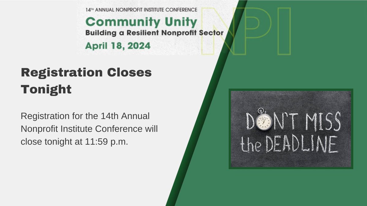 Registration for our conference will close tonight at 11:59 p.m. Don't miss the deadline, register today: bit.ly/NPI-conference…