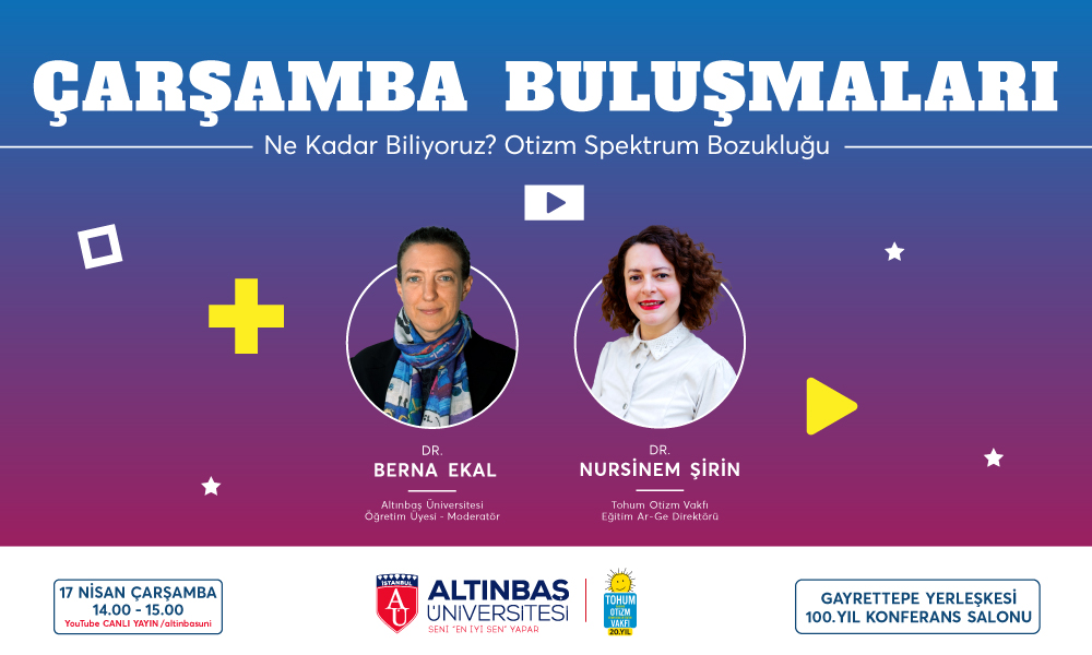 AltinbasSoc's tweet photo. Bu hafta Çarşamba Buluşmalarında Sosyoloji Bölümü öğretim üyelerimizden Dr. Berna Ekal moderatörlüğünde Tohum Otizm Vakfı'ndan Dr. Nursinem Şirin'i ağırlıyoruz. Yarın (17 Nisan) "Ne Kadar Biliyoruz? Otizm Spektrum Bozukluğu" söyleşisinde görüşmek üzere! https://t.co/UH0gJpXTXw