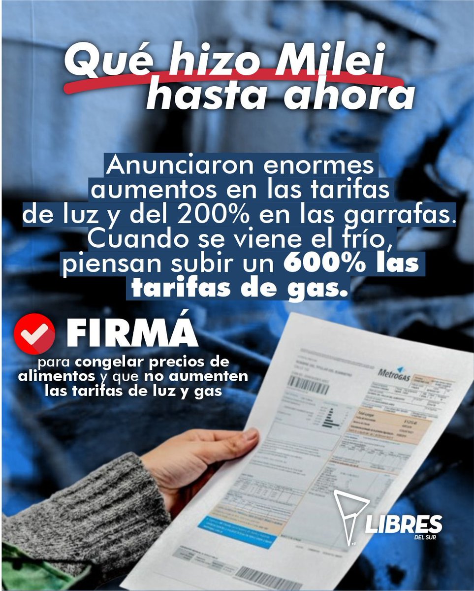 jesusescobarnqn's tweet photo. Vamos a tener tarifas de gas exorbitantes y serán todavía más caras en el invierno.

Pongamos un freno 🤚

❌Milei dejá de ajustar al pueblo! https://t.co/a2AQs60Sof