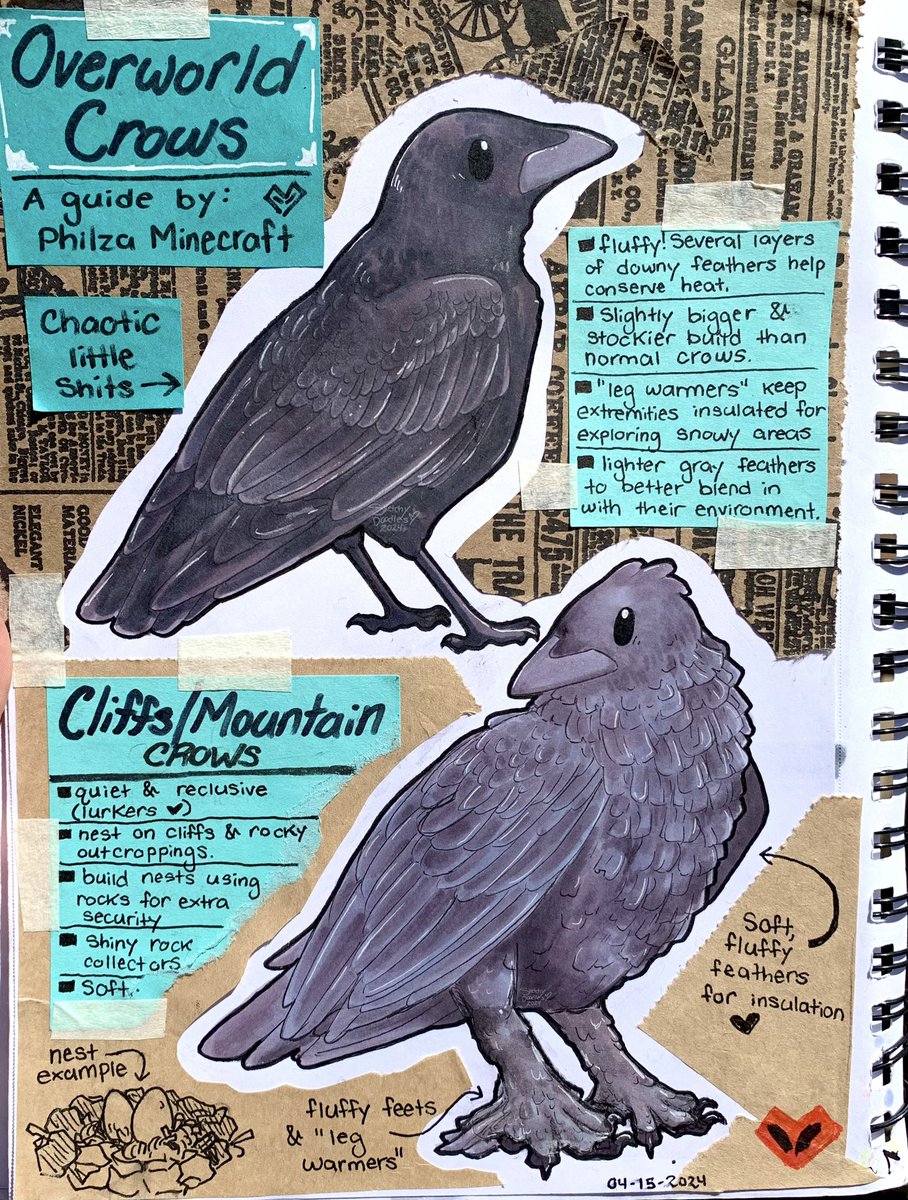 toffee_dip's tweet photo. More Minecraft crows!!!!
Overworld &amp; Cliffs editions!!!

May fluffy bois be upon ye
(Shoutout to my lurker crows, love you guys)

[#philzafanart #philza #minecraftcrows ] https://t.co/f2qiEoqwBK
