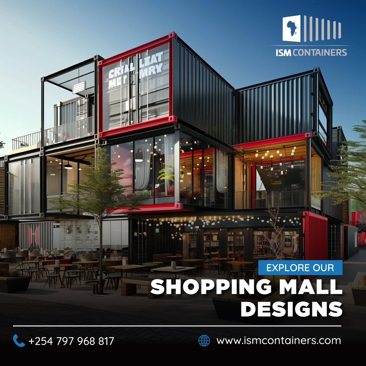ISMContainers's tweet photo. Container malls represent a significant shift in the retail landscape. Their focus on sustainability, affordability and unique experiences caters to a growing need for environmentally conscious and experience-driven shopping.   

Contact us today on +254 797 968817 to learn more. https://t.co/qHDe5lhMwG