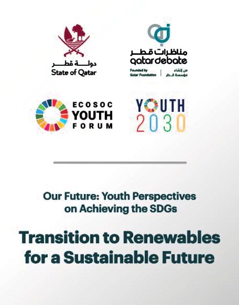 On margins of @UNECOSOC #Youth2030 Forum
@QatarDebate w/ @QatarAtUN are convening the Side event 'Transition to Renewables for
a Sustainable Future' to echo #Youth voices & actions in addressing #ClimateChange & shaping more just & sustainable systems
🗓️April 16th |1:15PM @ UNHQ