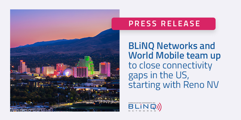 Our partnership with @WorldMobileTeam brings the first DePIN (decentralized physical infrastructure network) to Reno NV, utilizing CBRS and the FW-300i LTE base station. blinqnetworks.com/blinq-networks…