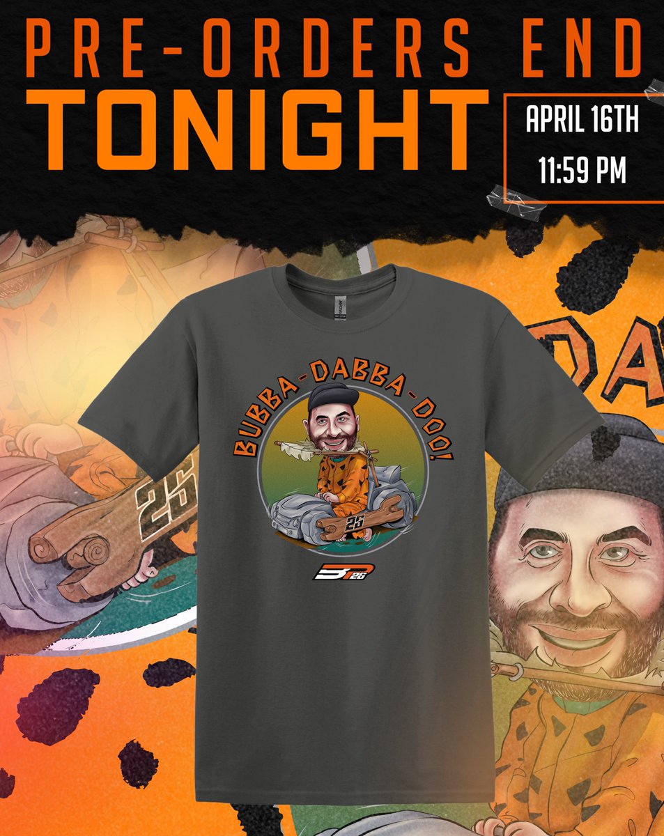 TONIGHT at 11:59 PM 🔸 Pre-Orders END for our Bubba Dabba Doo Tee and then they will head into production! Order yours NOW: bubbapollard.com/product-page/b…