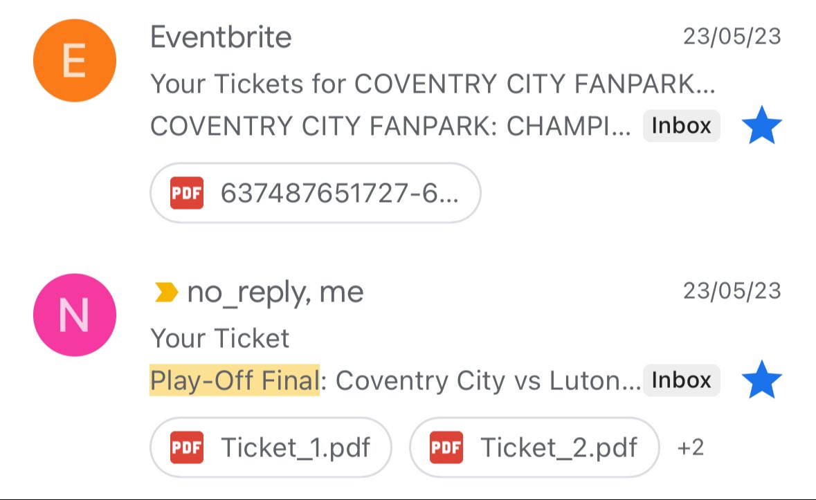 AdeFisher01's tweet photo. @mrbojangoals @Coventry_City I just checked when I read this, and for the playoffs last year, we got them 4-days before, so you’d expect it to be tomorrow or Thursday at the latest ⚽️👍🏼 https://t.co/ETvfqmc6Yw