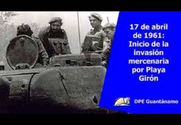 17 de abril de 1961:Inicio d la invasión mercenaria por Playa Girón.Ese día una brigada d contrarrevolucionarios armados incursionaba en el territorio cubano por Playa Girón,ubicada en la Ciénaga d Zapata,Matanzas,allí recibió su merecida respuesta #GironVictorioso @JovenClubIsla