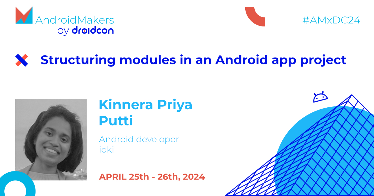 Help us welcome <a href="/kinnerapriyap/">Kinnera Priya | కిన్నెర</a> to the #AMxDC24 speaker lineup 🇫🇷 

You’ll leave this talk with an understanding of how to improve an #Android #app modularisation to increase #AndroidDev productivity, organize a clear project structure, &amp; more. 

Abstract: androidmakers.droidcon.com/madona-wambua/